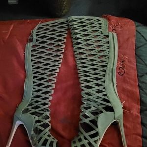 Very Classy Olive Green Slighly over the knee boot.